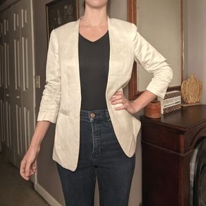 H&M Cream 3/4 Sleeves Open Front Blazer - Women's US 6